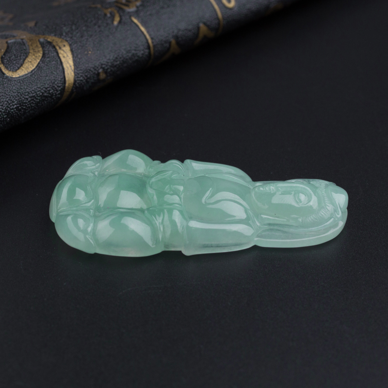 缅甸天然糯种淡绿翡翠观音吊坠 - 红掌柜