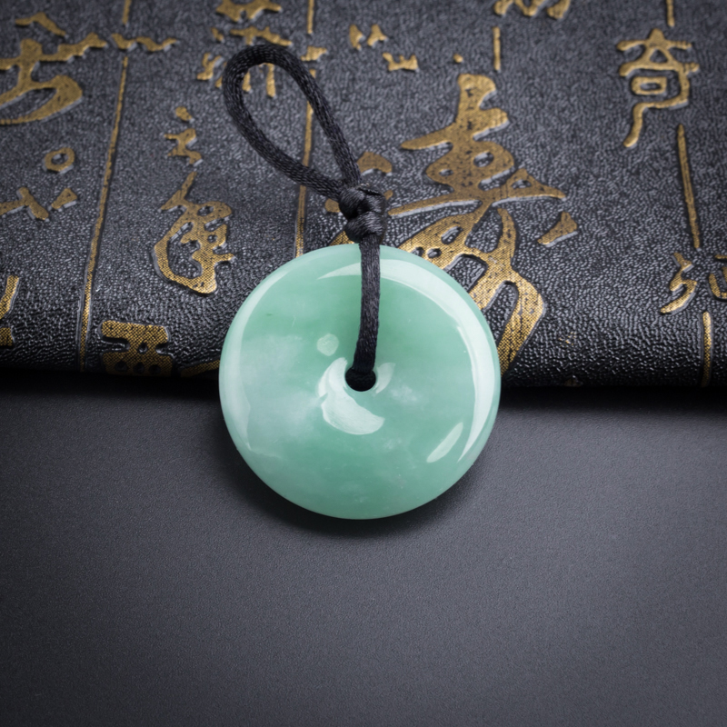 A货天然糯种浅绿翡翠平安扣吊坠 - 红掌柜