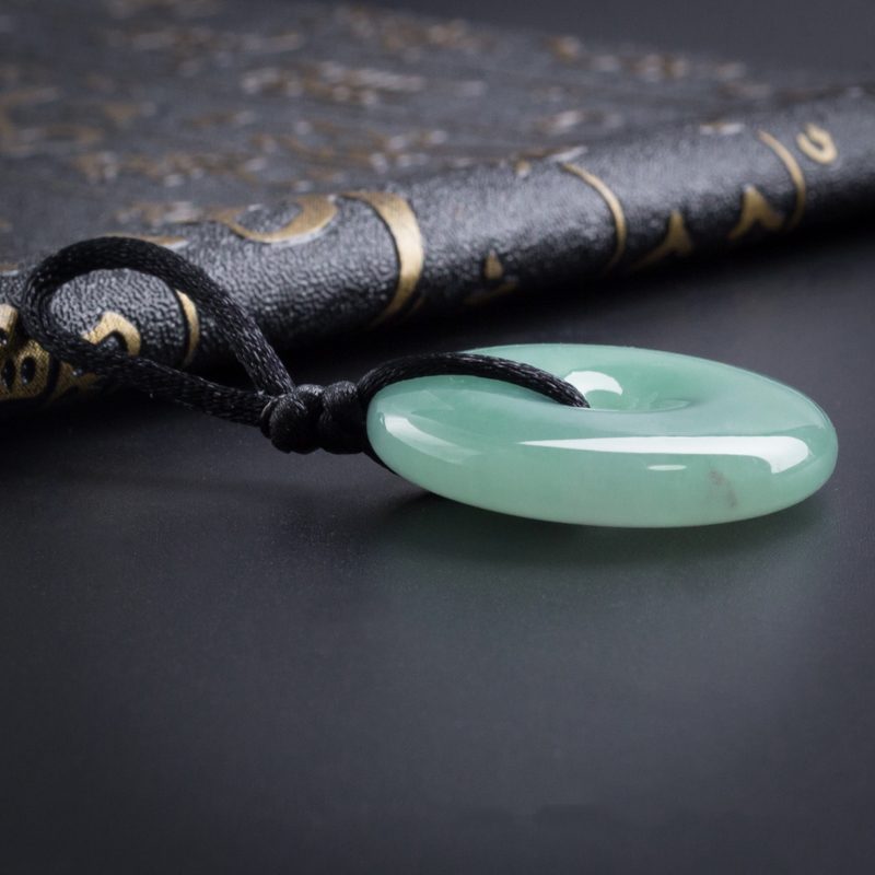 缅甸糯种浅绿翡翠平安扣吊坠 - 红掌柜