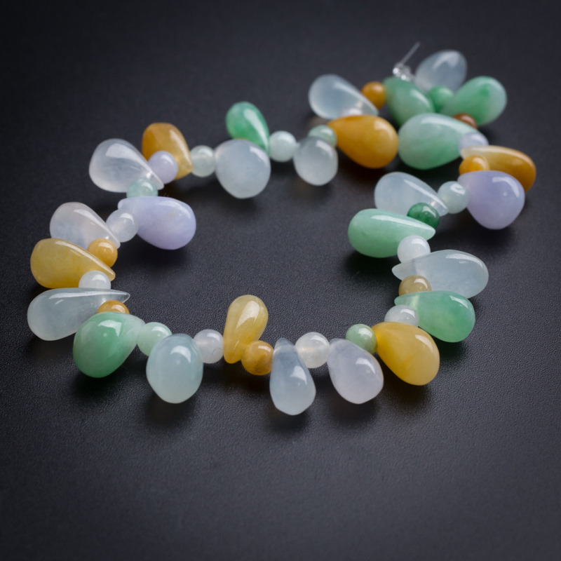 三彩翡翠水滴手链-红掌柜珠宝