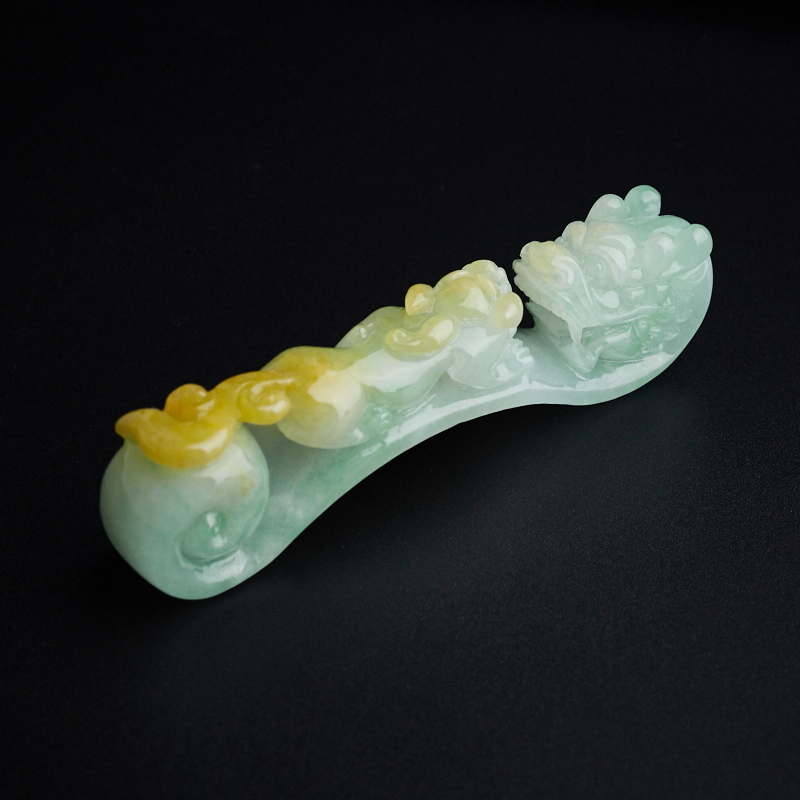 糯种翡翠龙钩摆件-红掌柜珠宝