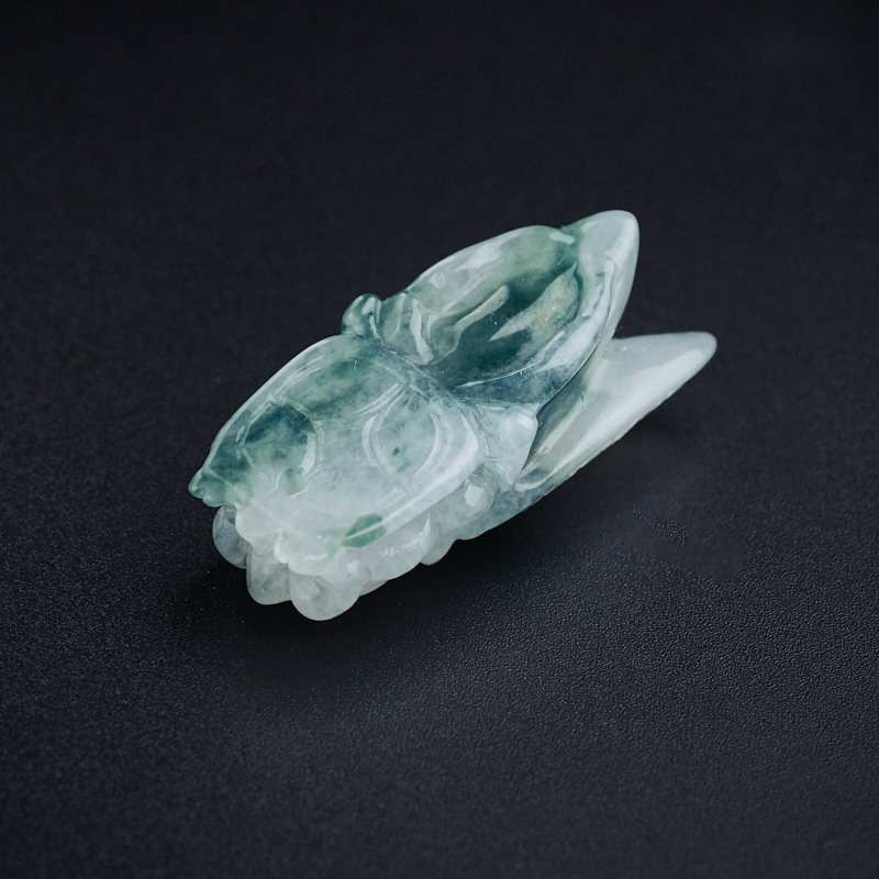 缅甸A货飘蓝花翡翠蝉吊坠 - 红掌柜