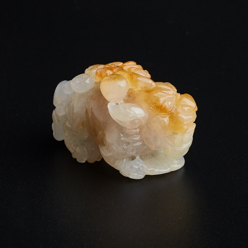 A货冰糯种飘橘红天然翡翠貔貅吊坠 - 红掌柜