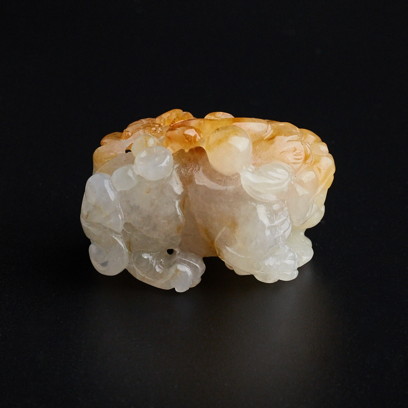 冰糯种飘橘红天然翡翠貔貅吊坠 - 红掌柜