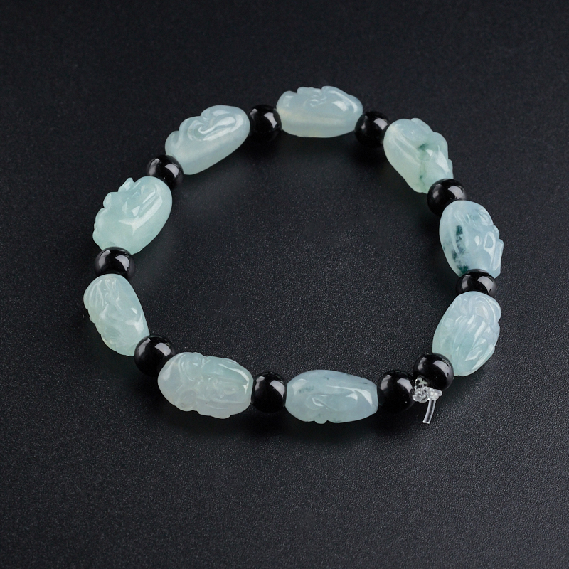 缅甸A货天然冰糯种飘花翡翠十八罗汉手串 - 红掌柜