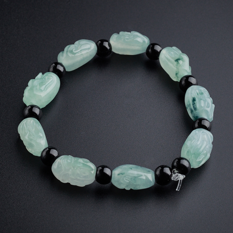 A货天然冰糯种飘花翡翠十八罗汉手串 - 红掌柜