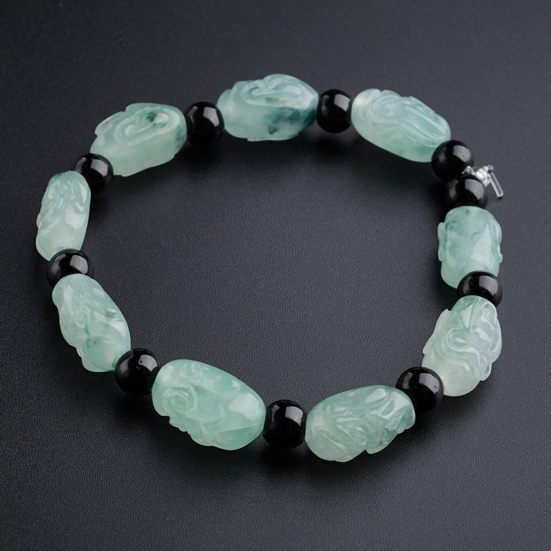 天然冰糯种飘花翡翠十八罗汉手串 - 红掌柜