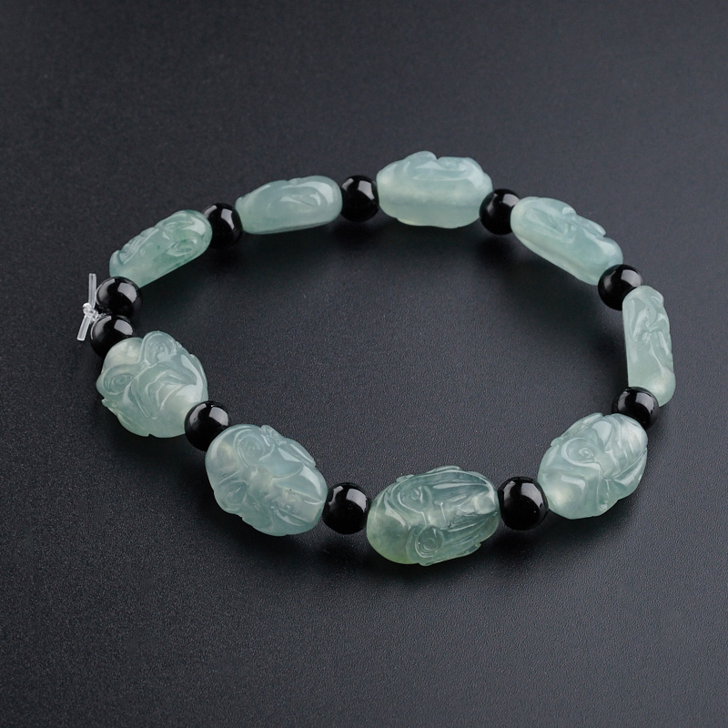 A货天然冰糯种浅绿翡翠十八罗汉手串 - 红掌柜