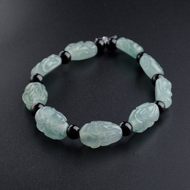 天然冰糯种浅绿翡翠十八罗汉手串 - 红掌柜