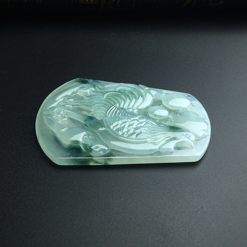 细糯种飘蓝花翡翠一鸣惊人吊坠-红掌柜