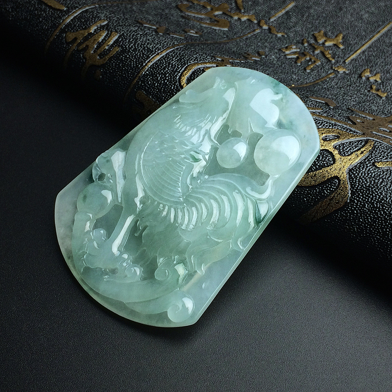 缅甸细糯种飘蓝花翡翠一鸣惊人吊坠-红掌柜
