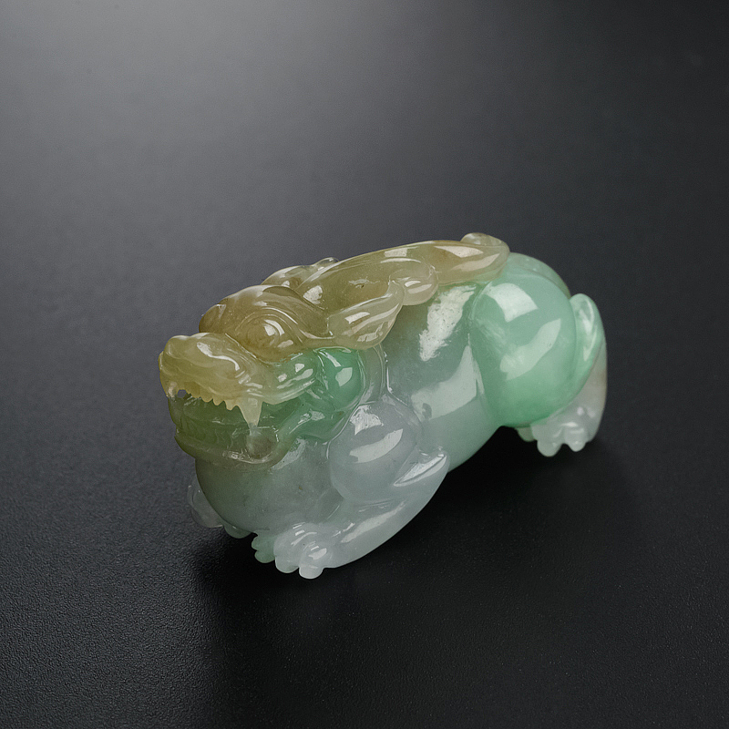 缅甸A货天然细糯种双彩翡翠貔貅吊坠 - 红掌柜