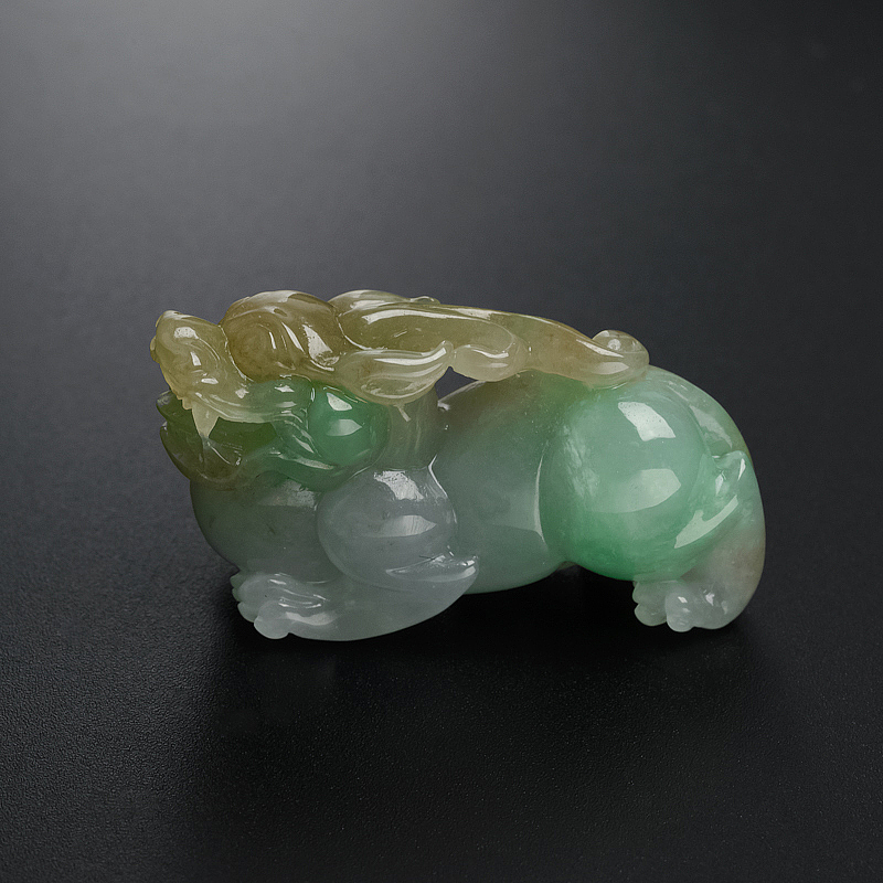 A货天然细糯种双彩翡翠貔貅吊坠 - 红掌柜