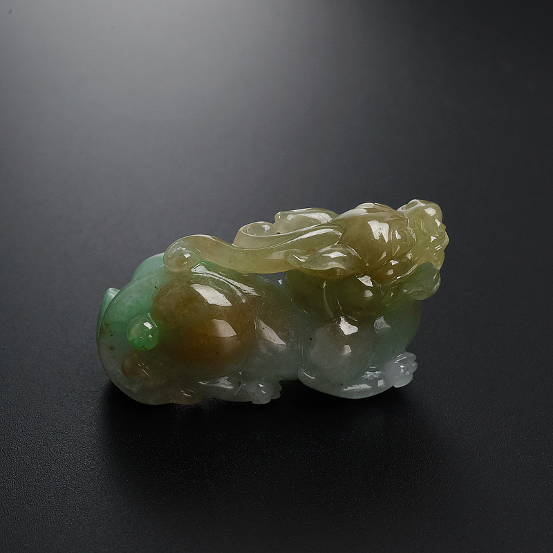 天然细糯种双彩翡翠貔貅吊坠 - 红掌柜