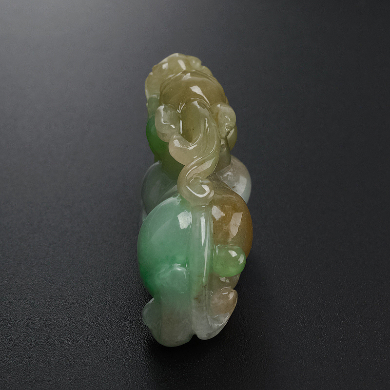 缅甸A货天然双彩翡翠貔貅吊坠 - 红掌柜