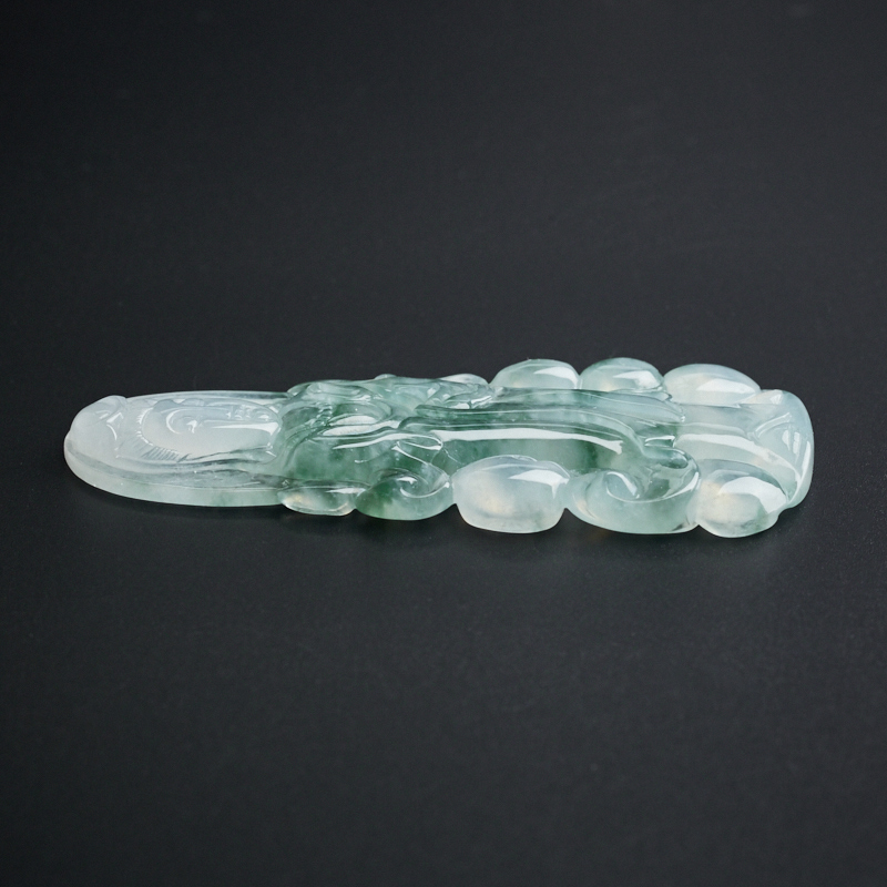 浅绿飘蓝花翡翠观音吊坠 - 红掌柜