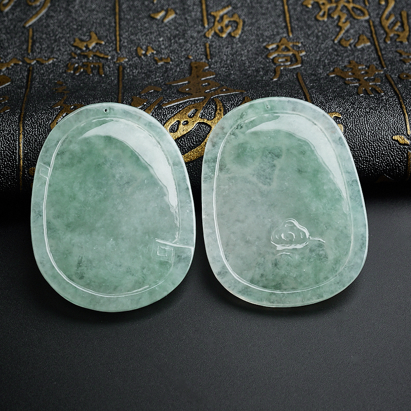 天然冰糯种浅绿翡翠冠上加官吊坠 - 红掌柜
