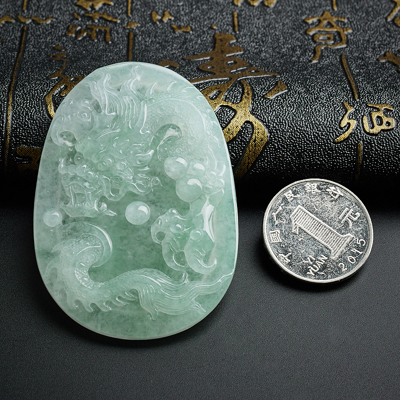 缅甸A货天然冰糯种浅绿翡翠吊坠 - 红掌柜