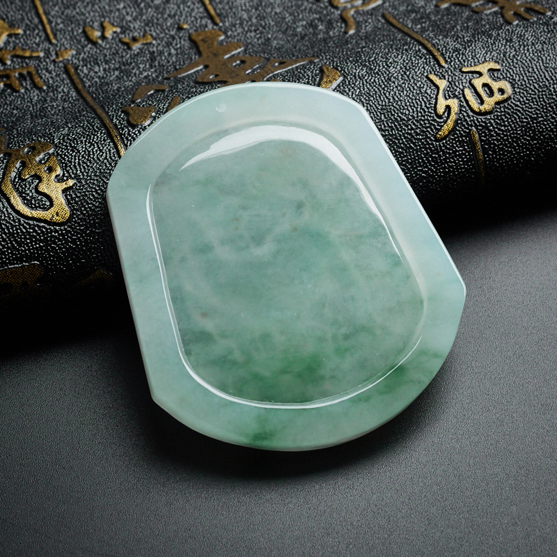 冰糯种浅绿飘蓝花翡翠一马当先吊坠 - 红掌柜