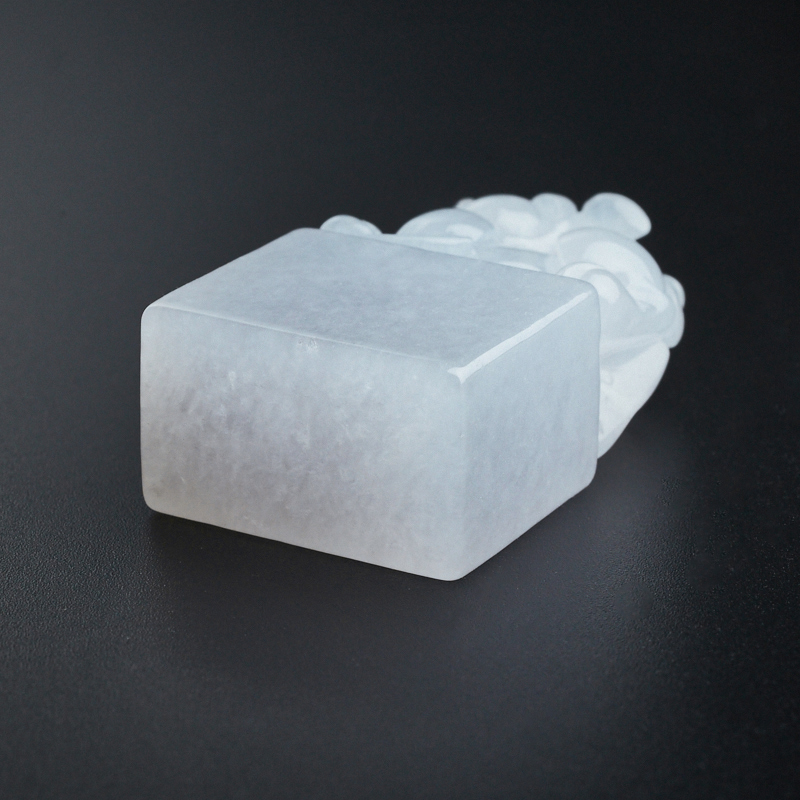 缅甸A货冰糯种翡翠貔貅印章 - 红掌柜