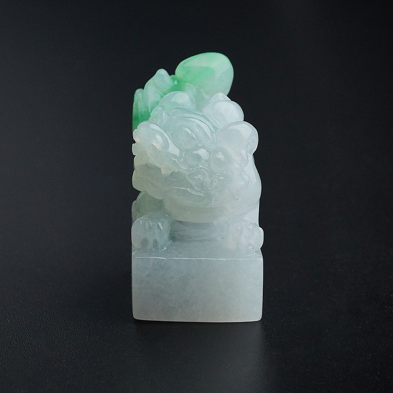 冰糯种飘绿翡翠貔貅印章-红掌柜