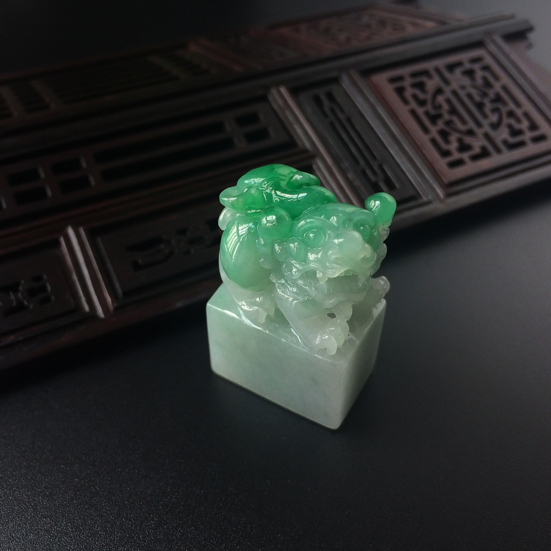 糯种翡翠貔貅印章-红掌柜