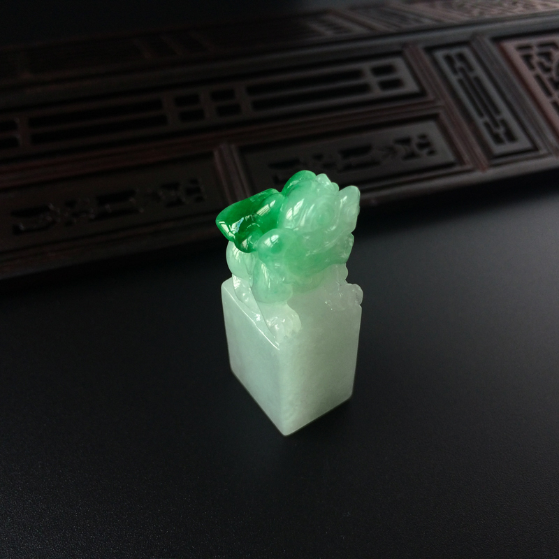 糯冰种翡翠貔貅印章-红掌柜