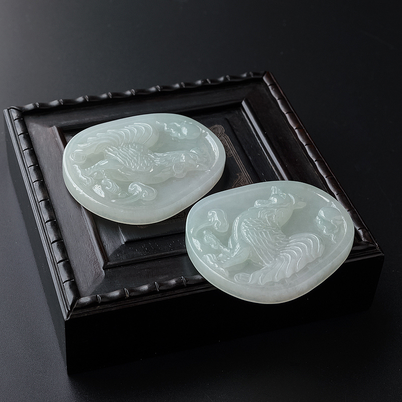 冰糯种翡翠鸡牌吊坠-红掌柜