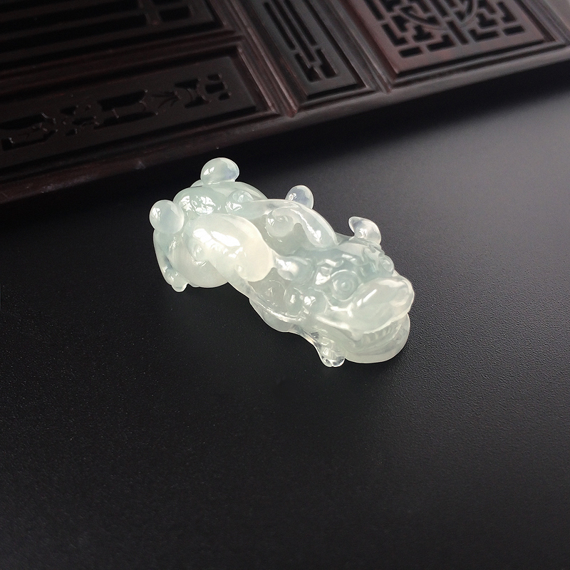 A货天然冰种浅绿翡翠貔貅吊坠 - 红掌柜