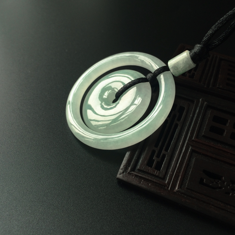 浅绿翡翠同心子母平安扣吊坠 - 红掌柜