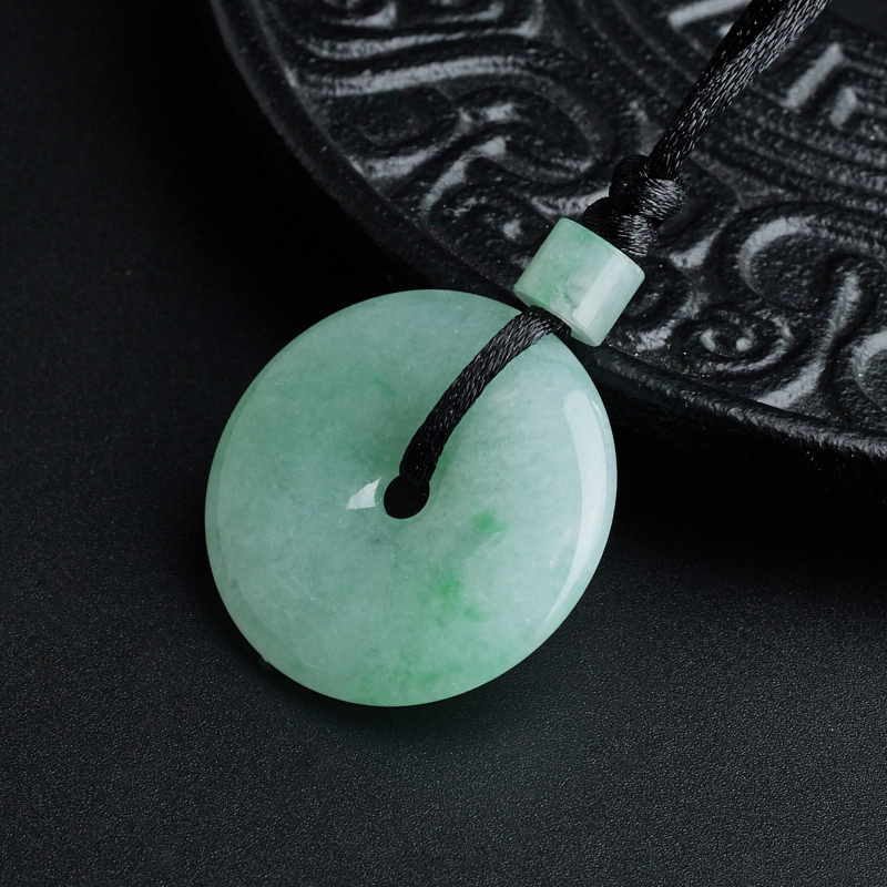 糯种飘绿翡翠平安扣吊坠 - 红掌柜