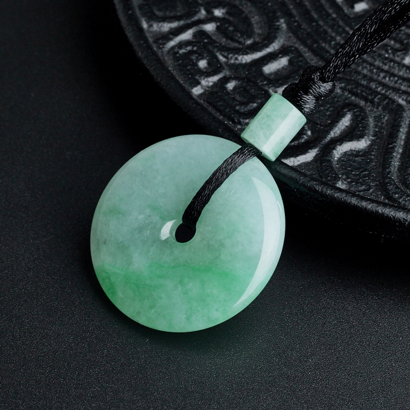 糯种飘绿翡翠平安扣吊坠 - 红掌柜