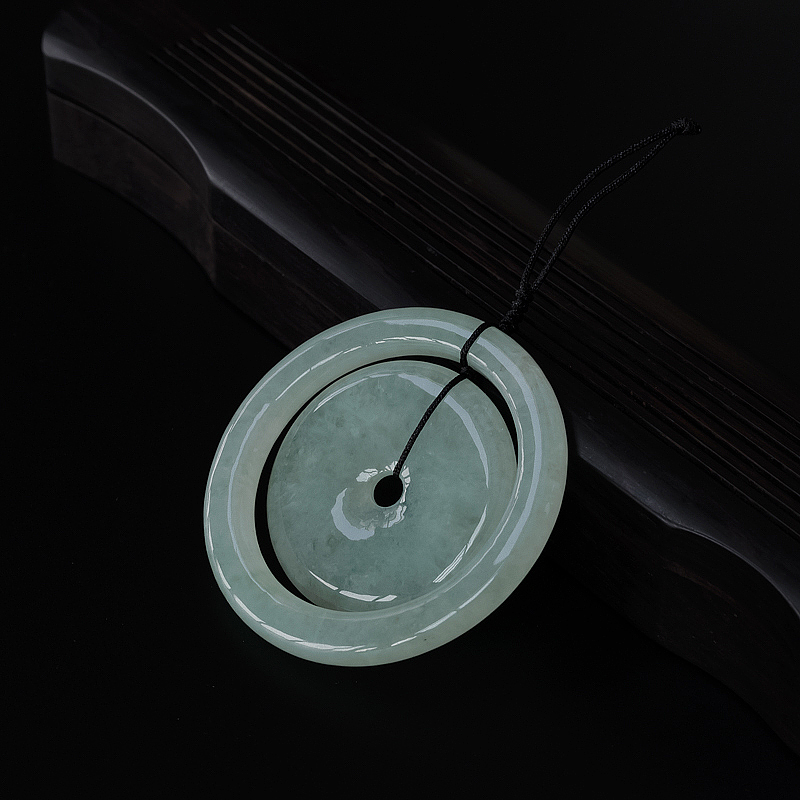 缅甸糯种苹果绿翡翠子母平安扣吊坠-红掌柜