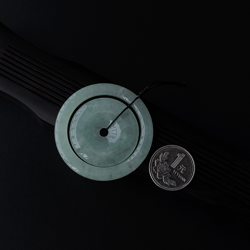 糯种苹果绿翡翠子母平安扣吊坠-红掌柜