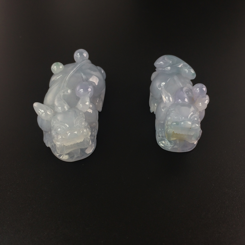 缅甸天然冰糯种紫罗兰翡翠貔貅吊坠-红掌柜