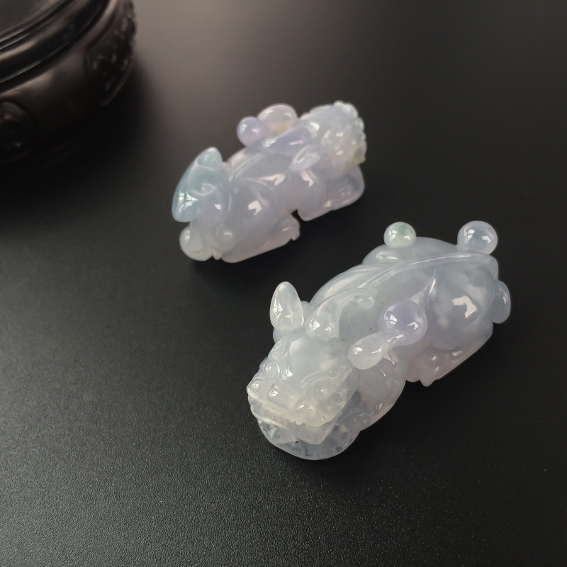 缅甸天然冰糯种翡翠貔貅吊坠-红掌柜