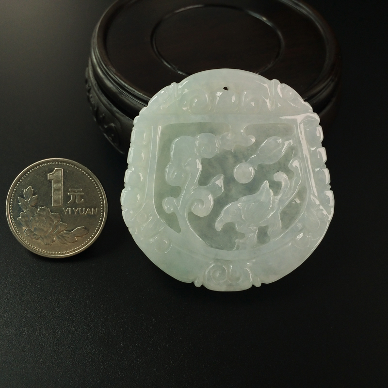 糯种翡翠喜鹊报春吊坠-红掌柜