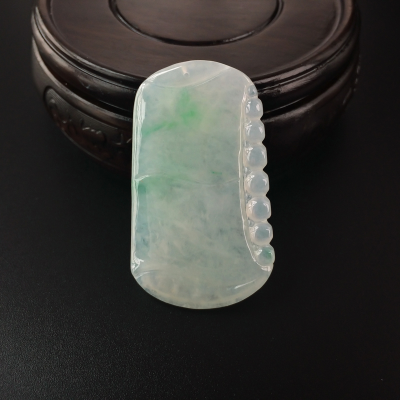 缅甸天然冰糯种翡翠无事牌吊坠-红掌柜