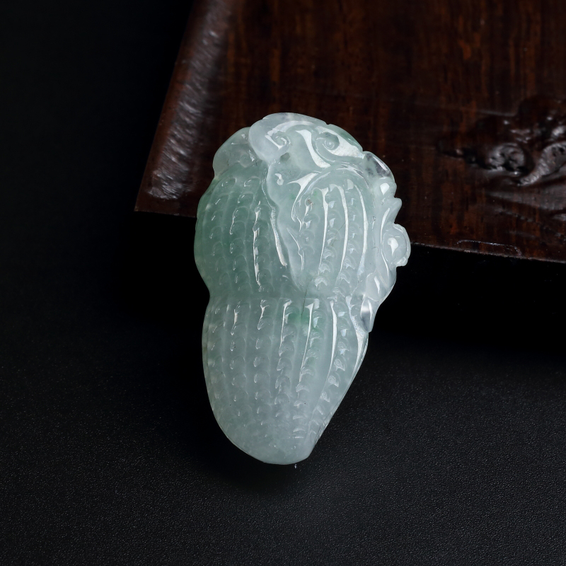 缅甸糯种浅绿翡翠花生吊坠-红掌柜