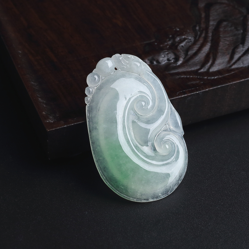 A货天然糯种飘花翡翠如意吊坠 - 红掌柜