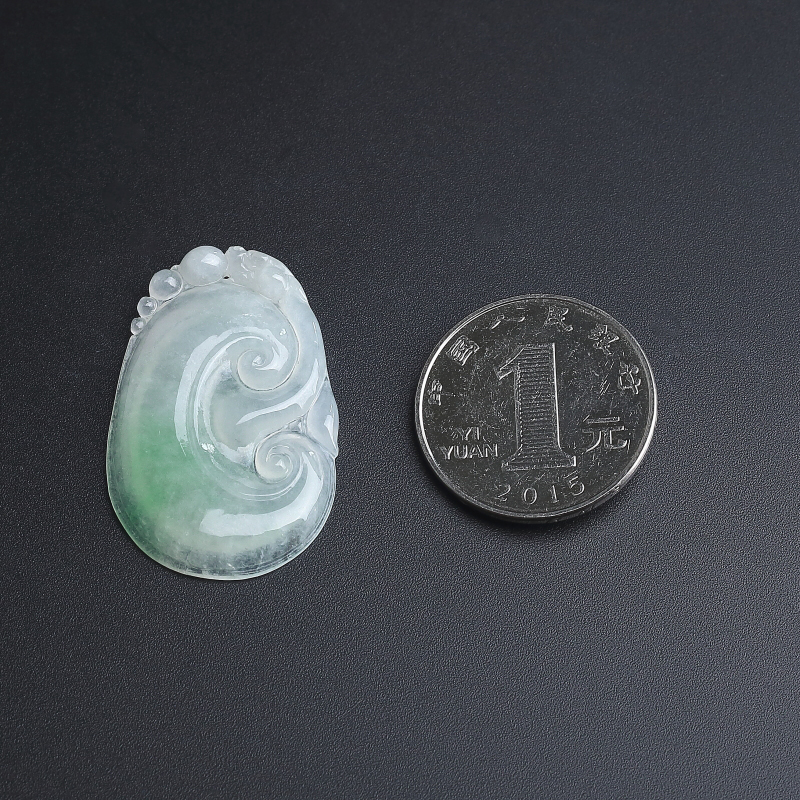 缅甸A货飘花翡翠如意吊坠 - 红掌柜