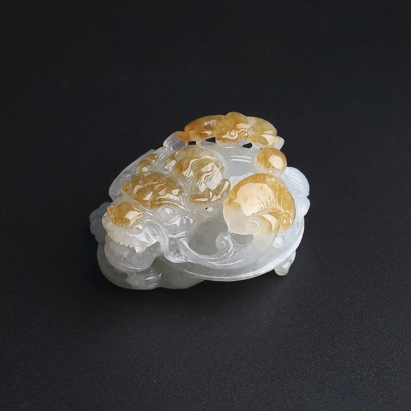 A货天然糯种飘黄翡翡翠貔貅吊坠 - 红掌柜