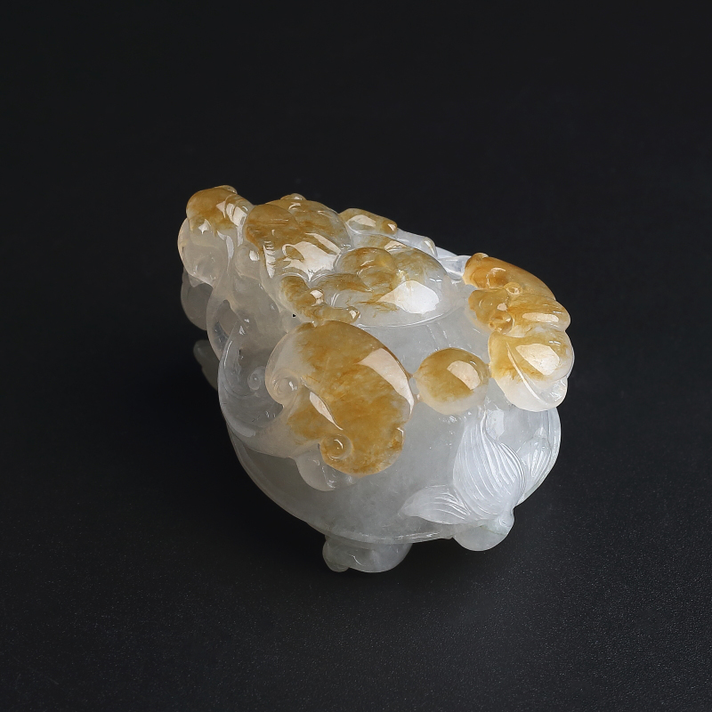 天然糯种飘黄翡翡翠貔貅吊坠 - 红掌柜