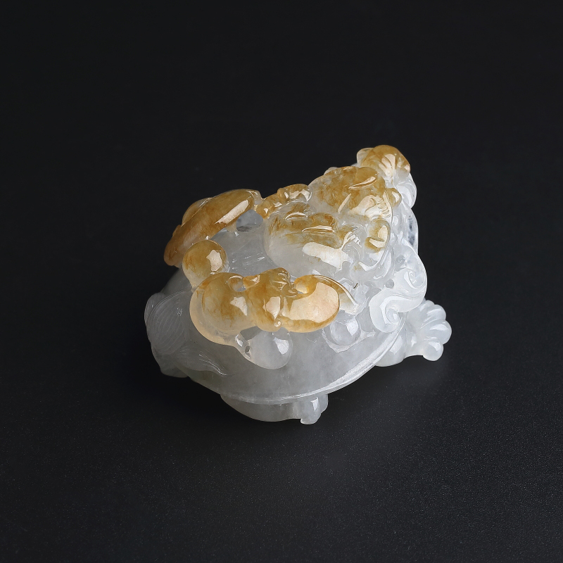 糯种飘黄翡翡翠貔貅吊坠 - 红掌柜