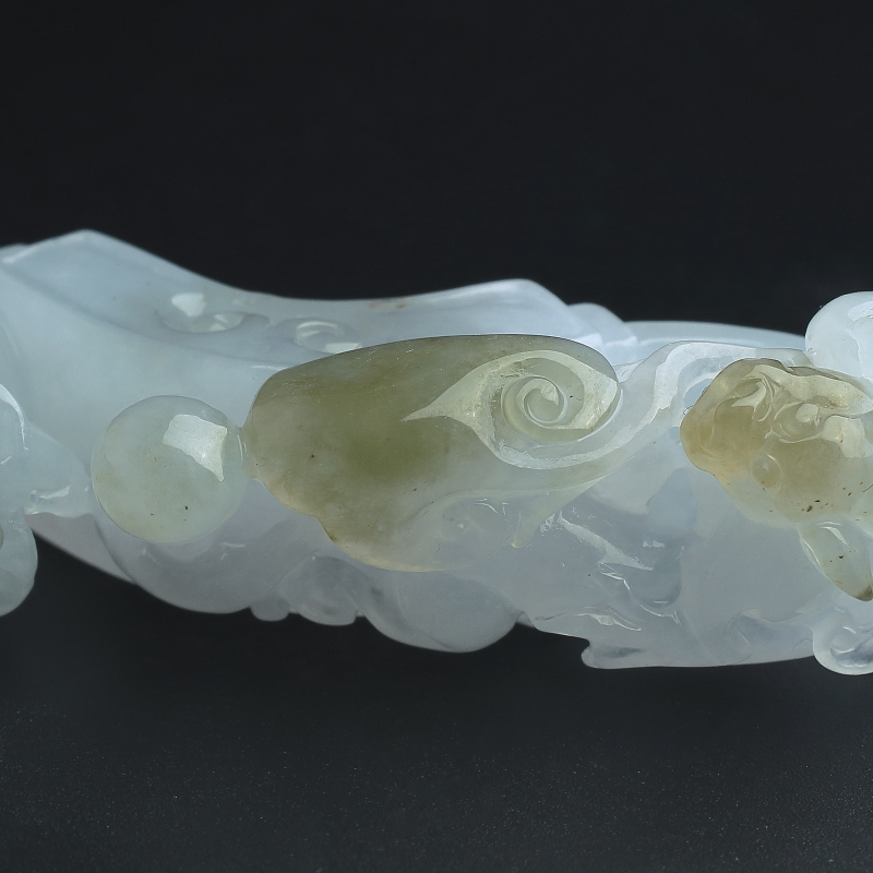 飘花翡翠双龙戏珠吊坠 - 红掌柜