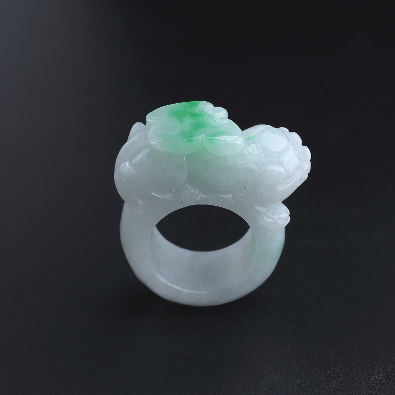 A货天然糯种飘花翡翠貔貅扳指 - 红掌柜