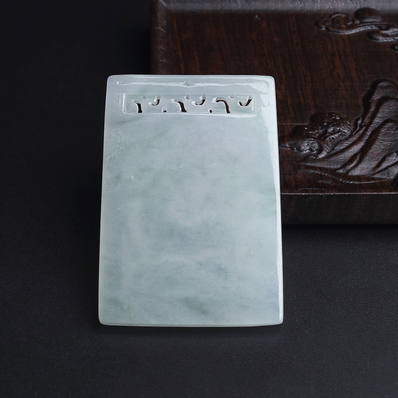 缅甸天然糯种飘花翡翠吊坠-红掌柜