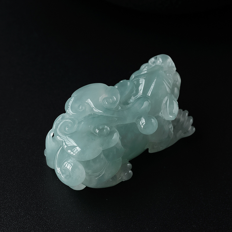 缅甸天然冰糯种翡翠貔貅吊坠-红掌柜
