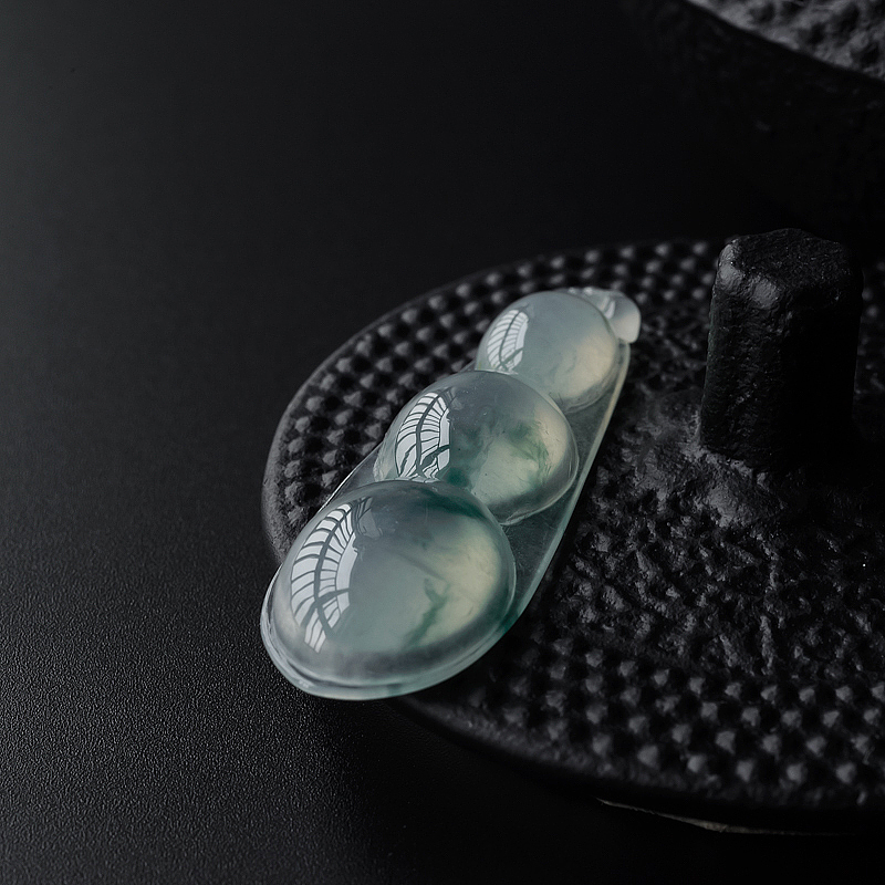 缅甸天然冰糯种翡翠福豆吊坠-红掌柜