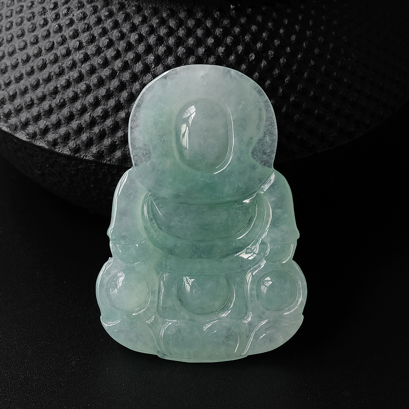 缅甸天然冰糯种翡翠观音吊坠-红掌柜